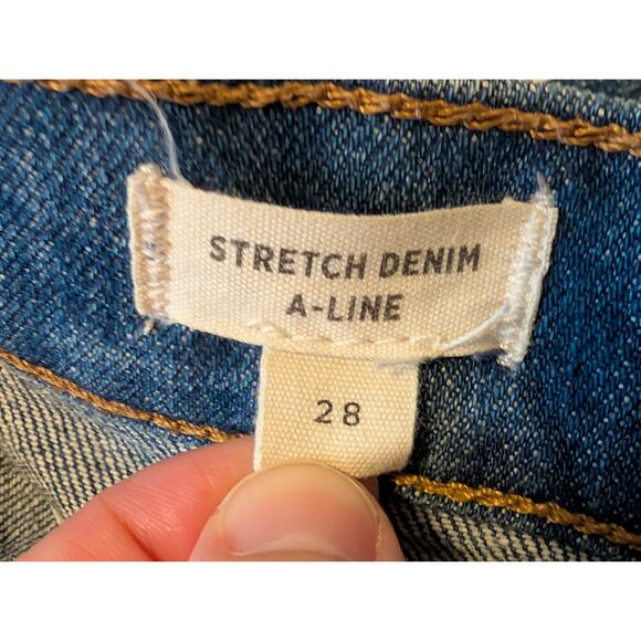 Madewell Stretch Denim Western Yoke Detail A-Line Skirt Sz 28 Cowgirl Aesthetic - Picture 6 of 9